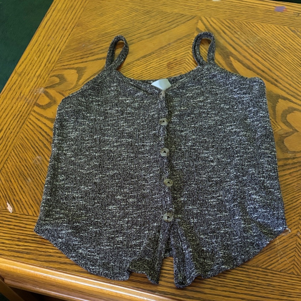 No Boundaries Charcoal Button-Up Tank